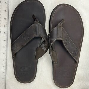 Gotcha Dark Brown Leather Toe Thong Flip Flop Men's US 12 Beach Vacation